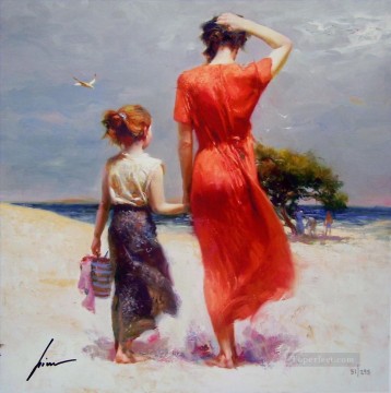 after Art Painting - Afternoon Stroll lady painter Pino Daeni